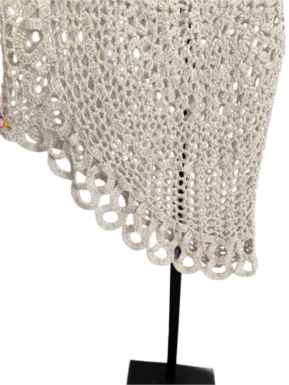 Y2K Boho Open Crochet Knit Layering Top in Natural Beige Small - Picture 5 of 9
